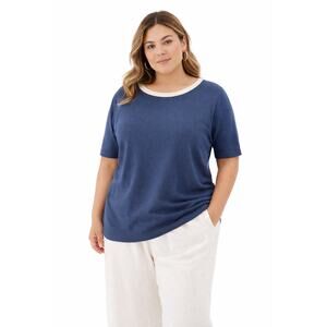 MERSEA Women's Anywear Short Sleeve Lightweight Sweater Blue Size Extra Large